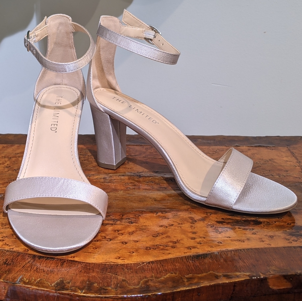The Limited Silver Quinta Memory Foam Block Heels